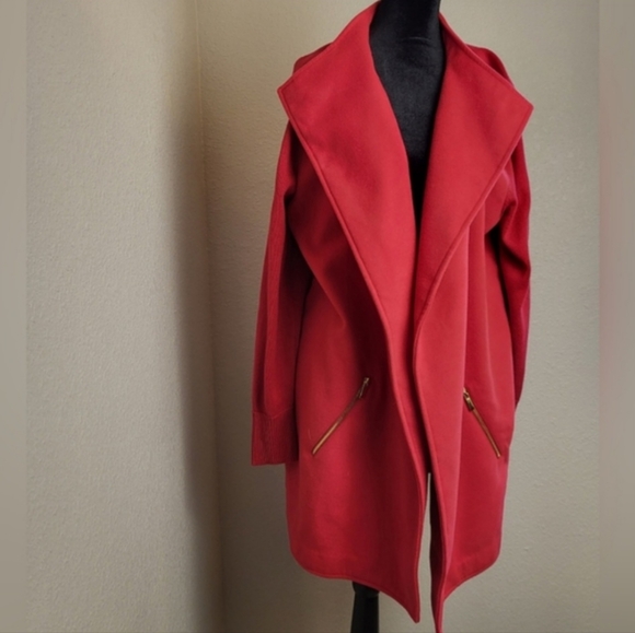 Chico's Open Drape Red Coat With Knitted Sleeves/Back Chico's Size 3 (XL) NWT - Picture 3 of 12
